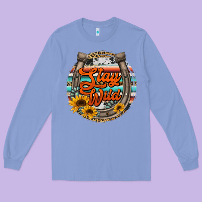 Stay Wild Horseshoe Long Sleeve Tee Designed By Jasminsmagicworld