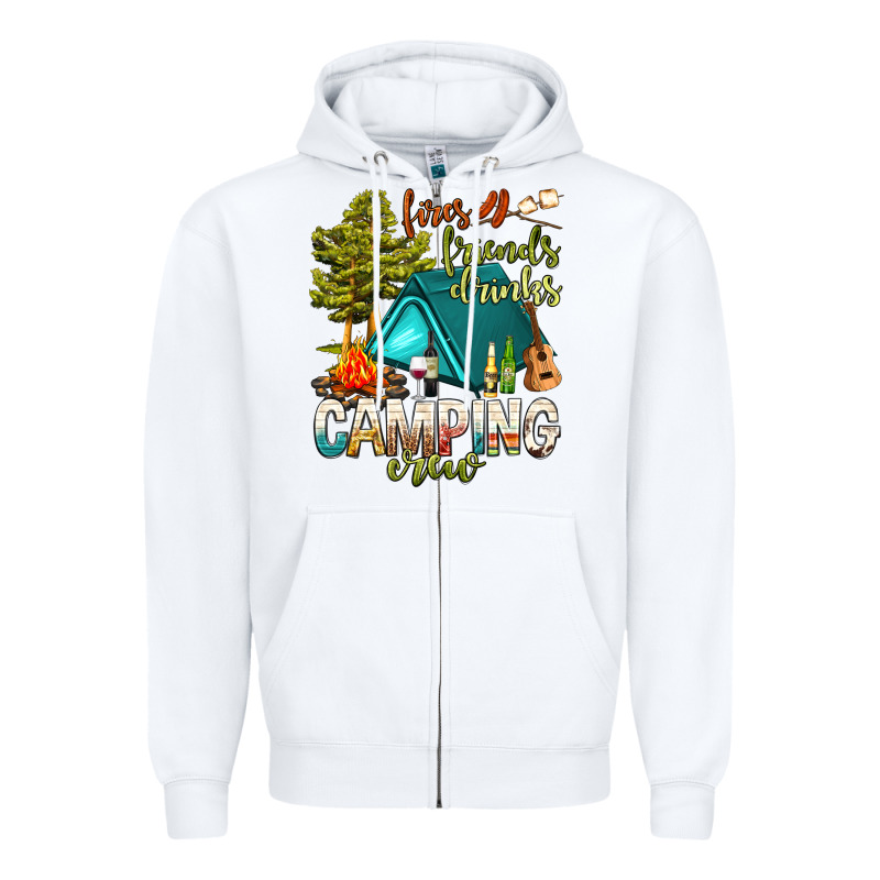 Fires Friends Drinks Camping Crew Zipper Hoodie by NancyCooperArtShop | Teevron
