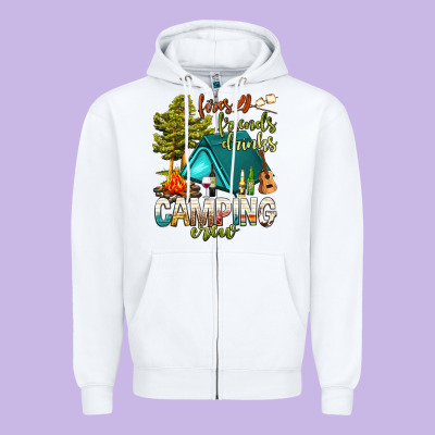 Fires Friends Drinks Camping Crew Zipper Hoodie Designed By Nancycooperartshop