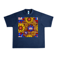 Navy usa sunflower seamless pattern Urban Heavy Tee - BundleAndBundleShop