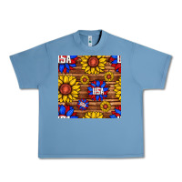 Pebble Blue usa sunflower seamless pattern Urban Heavy Tee - BundleAndBundleShop