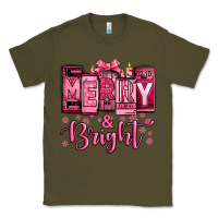 Army Green merry and bright pink Christmas Classic Tee - Jasminsmagicworld