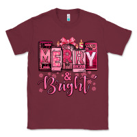 Burgundy merry and bright pink Christmas Classic Tee - Jasminsmagicworld