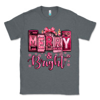 Charcoal Heather merry and bright pink Christmas Classic Tee - Jasminsmagicworld