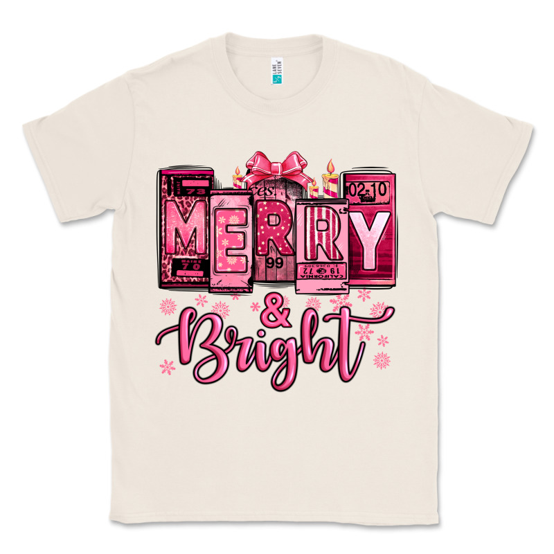 Merry And Bright Pink Christmas Classic Tee by Jasminsmagicworld | Teevron