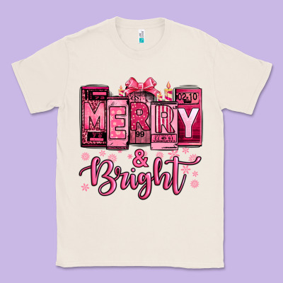 Merry And Bright Pink Christmas Classic Tee Designed By Jasminsmagicworld