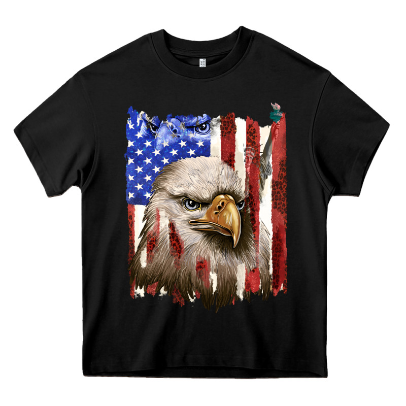 Usa Flag With Eagle Head Heavy Core Tee by texasbilliewilder | Teevron