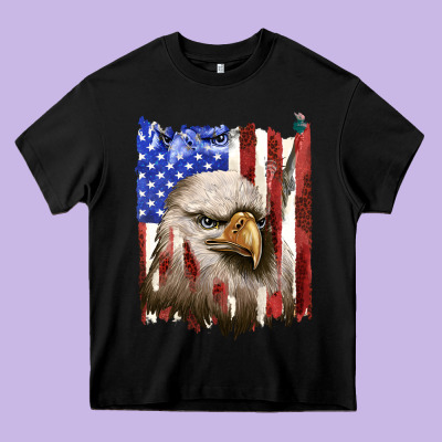 Usa Flag With Eagle Head Heavy Core Tee Designed By Texasbilliewilder