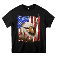 Black usa flag with eagle head Heavy Core Tee - texasbilliewilder