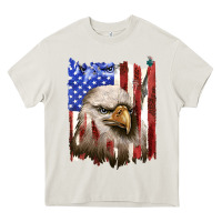 Cream usa flag with eagle head Heavy Core Tee - texasbilliewilder