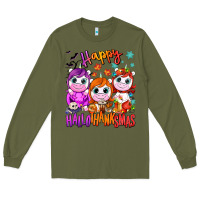 Army Green Happy Hallothanksmas unicorns Long Sleeve Tee - NancyCooperArtShop
