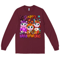 Burgundy Happy Hallothanksmas unicorns Long Sleeve Tee - NancyCooperArtShop