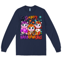 Navy Happy Hallothanksmas unicorns Long Sleeve Tee - NancyCooperArtShop