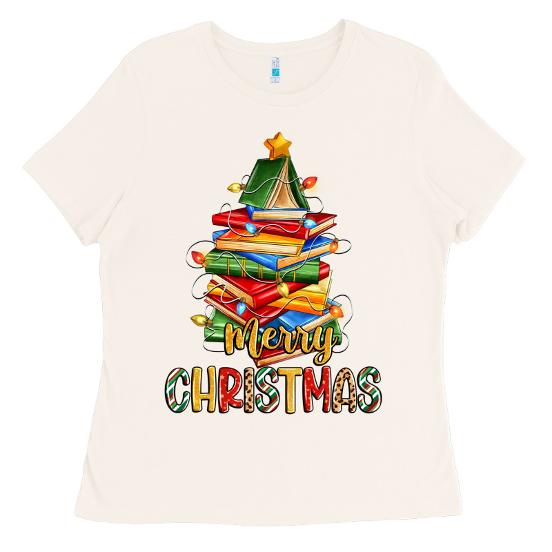 Book Christmas Tree Merry Christmas Ladies Tee by Zillion Design Studio | Teevron