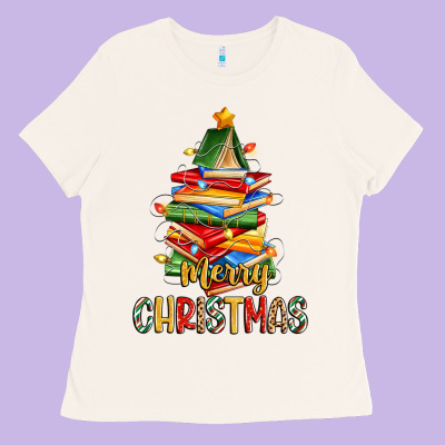 Book Christmas Tree Merry Christmas Ladies Tee Designed By Zillion Design Studio