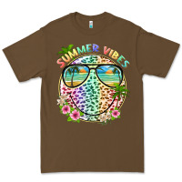 Cacao summer vibes with smile face and leopard Premium Tee - texasbilliewilder