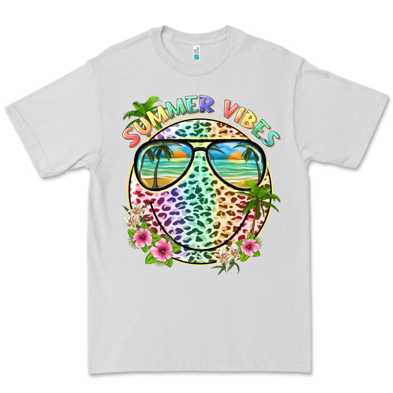 Summer Vibes With Smile Face And Leopard Premium Tee by texasbilliewilder | Teevron
