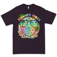 Plum summer vibes with smile face and leopard Premium Tee - texasbilliewilder