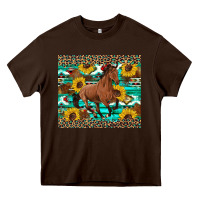 Chocolate Brown western horse sunflowers Heavy Core Tee - Artiststas