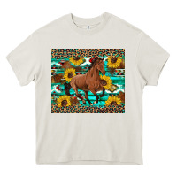 Cream western horse sunflowers Heavy Core Tee - Artiststas