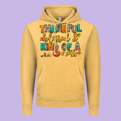 Thankful  Blessed And Kind Of A Mess Vintage Hoodie Designed By Adodesignshop