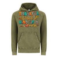 Vintage Olive thankful  blessed and kind of a mess Vintage Hoodie - AdoDesignShop