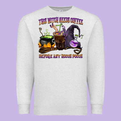 This Witch Needs Coffee Before Any Hocus Pocus Premium Sweatshirt Designed By Barkaloodesign