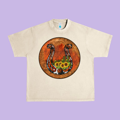 Horseshoe Circle Urban Heavy Tee Designed By Jahusdesignshop