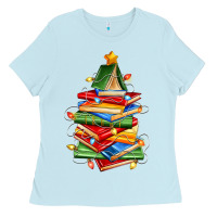 Baby Blue book christmas tree Ladies Tee - Zillion Design Studio