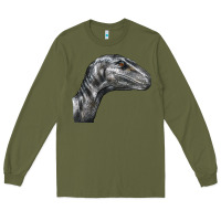 Army Green Velociraptor Face Long Sleeve Tee - LillyAllenDesigns