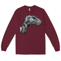 Burgundy Velociraptor Face Long Sleeve Tee - LillyAllenDesigns
