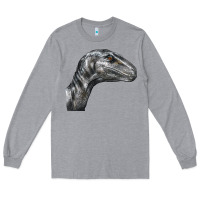 Heather Grey Velociraptor Face Long Sleeve Tee - LillyAllenDesigns