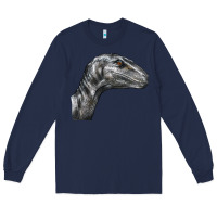 Navy Velociraptor Face Long Sleeve Tee - LillyAllenDesigns