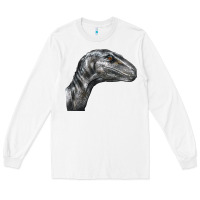 White Velociraptor Face Long Sleeve Tee - LillyAllenDesigns