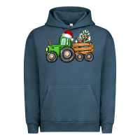 Pigment Midnight Navy christmas tractor Urban Hoodie - CowGirlArtShop