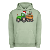 Pigment Oil Green christmas tractor Urban Hoodie - CowGirlArtShop