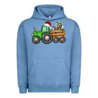 Pigment Pebble Blue christmas tractor Urban Hoodie - CowGirlArtShop