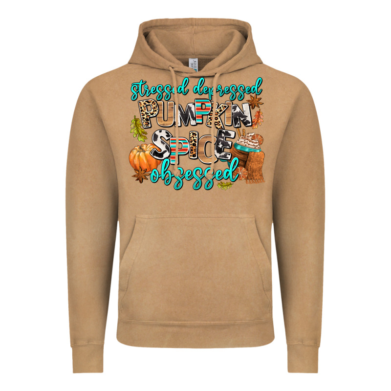 Stressed Depressed Pumpkin Spice Obsessed Vintage Hoodie by AdoDesignShop | Teevron