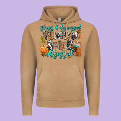 Stressed Depressed Pumpkin Spice Obsessed Vintage Hoodie Designed By Adodesignshop