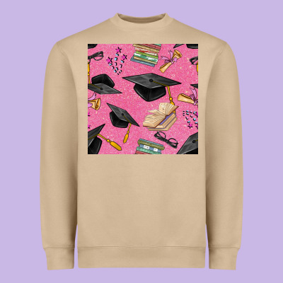 Pink Glitter Graduation Seamless Pattern Heavyweight Sweatshirt Designed By Bundleandbundleshop