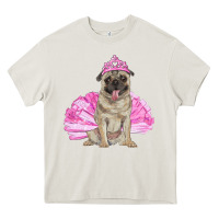 Cream balerina pug with tutu Heavy Core Tee - RanaPortraitStore
