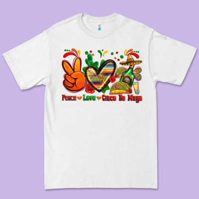 Peace Love Cinco De Mayo Premium Tee Designed By Zillion Design Studio