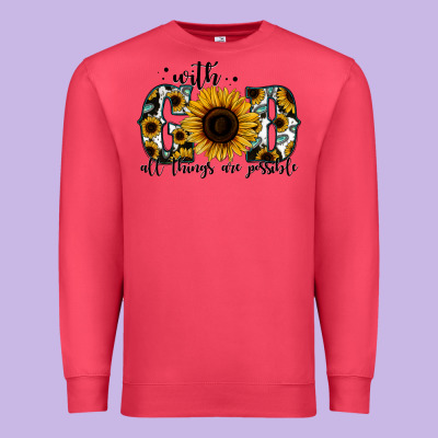 With God All Things Are Possible Sunflower Premium Sweatshirt Designed By Jasminsmagicworld