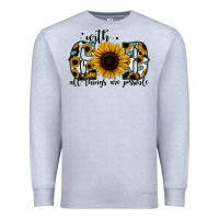 Heather Grey with god all things are possible sunflower Premium Sweatshirt - Jasminsmagicworld