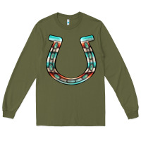 Army Green serape turquoise horseshoe Long Sleeve Tee - Jasminsmagicworld