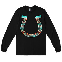 Black serape turquoise horseshoe Long Sleeve Tee - Jasminsmagicworld