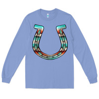 Colony Blue serape turquoise horseshoe Long Sleeve Tee - Jasminsmagicworld