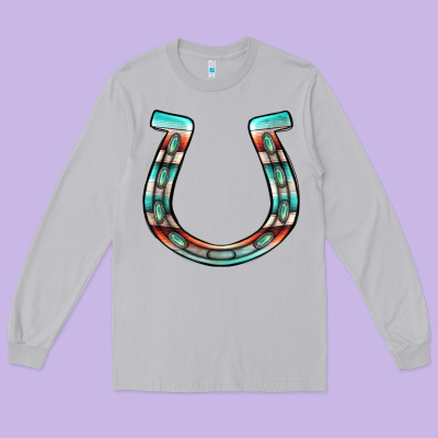 Serape Turquoise Horseshoe Long Sleeve Tee Designed By Jasminsmagicworld