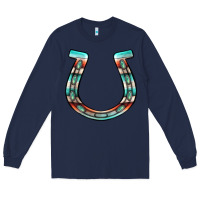 Navy serape turquoise horseshoe Long Sleeve Tee - Jasminsmagicworld