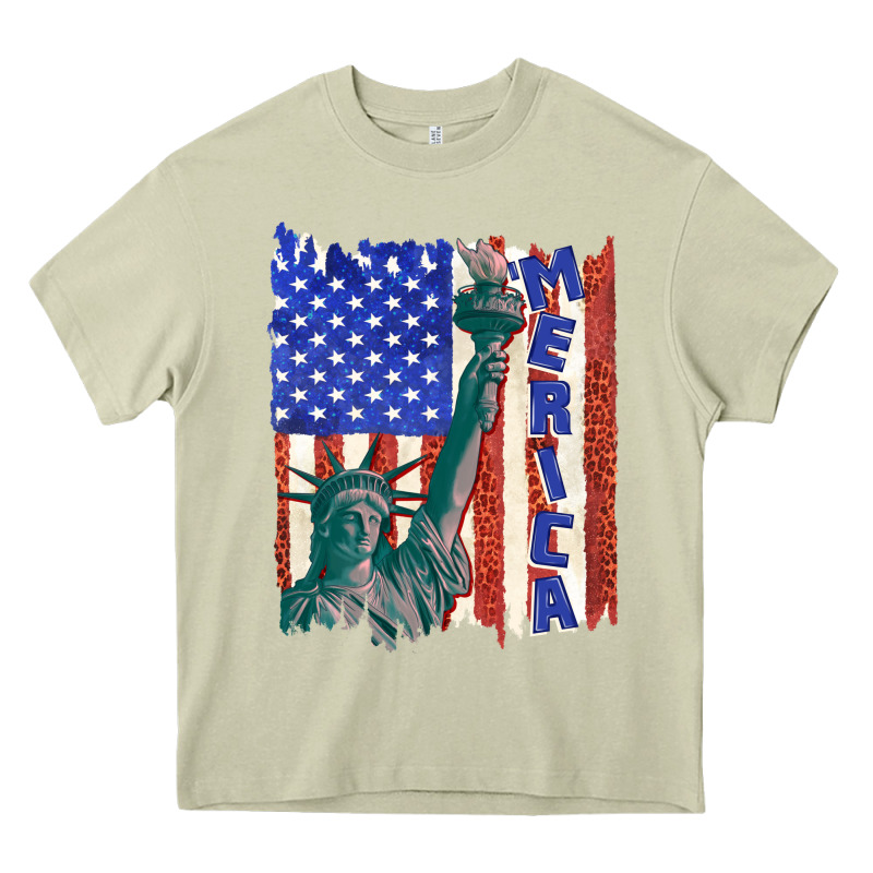 Usa Flag With Statue Of Liberty Heavy Core Tee by texasbilliewilder | Teevron
